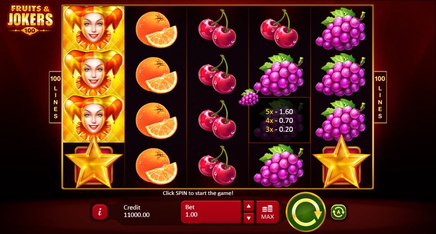 Fruits & Jokers: 100 lines Free Play in Demo Mode